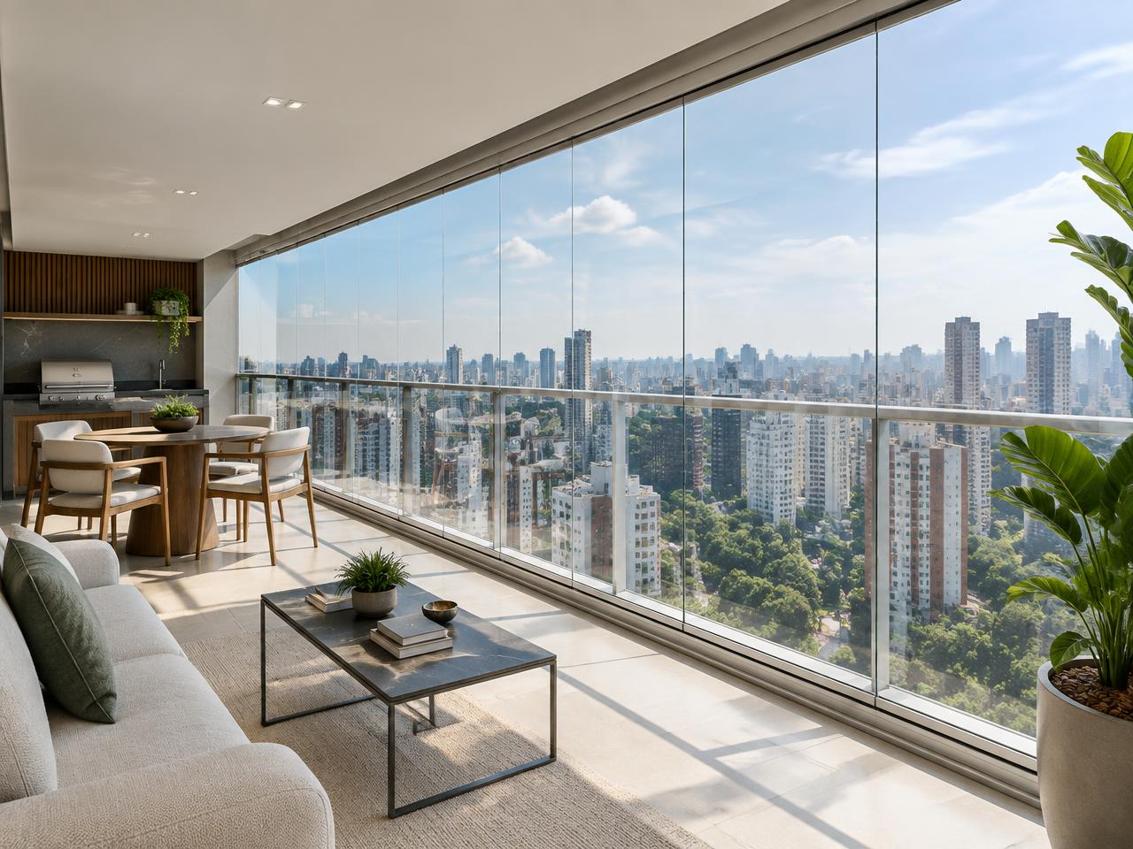 Sacada panorâmica instalado pela Noboru Vidros